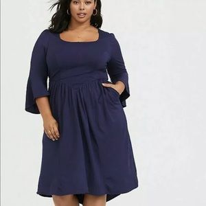 Torrid Outlander Navy Bell-Sleeve Midi Dress